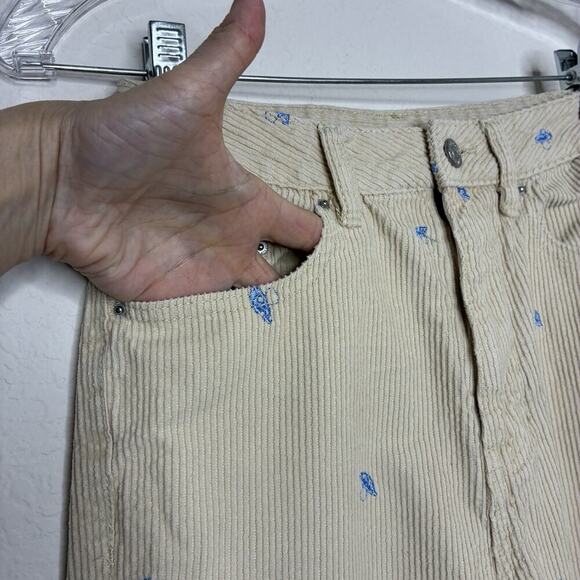 Pacsun Micro Embroidered Mushroom Cream Corduroy 90's Boyfriend Pants 24 - Picture 4 of 10